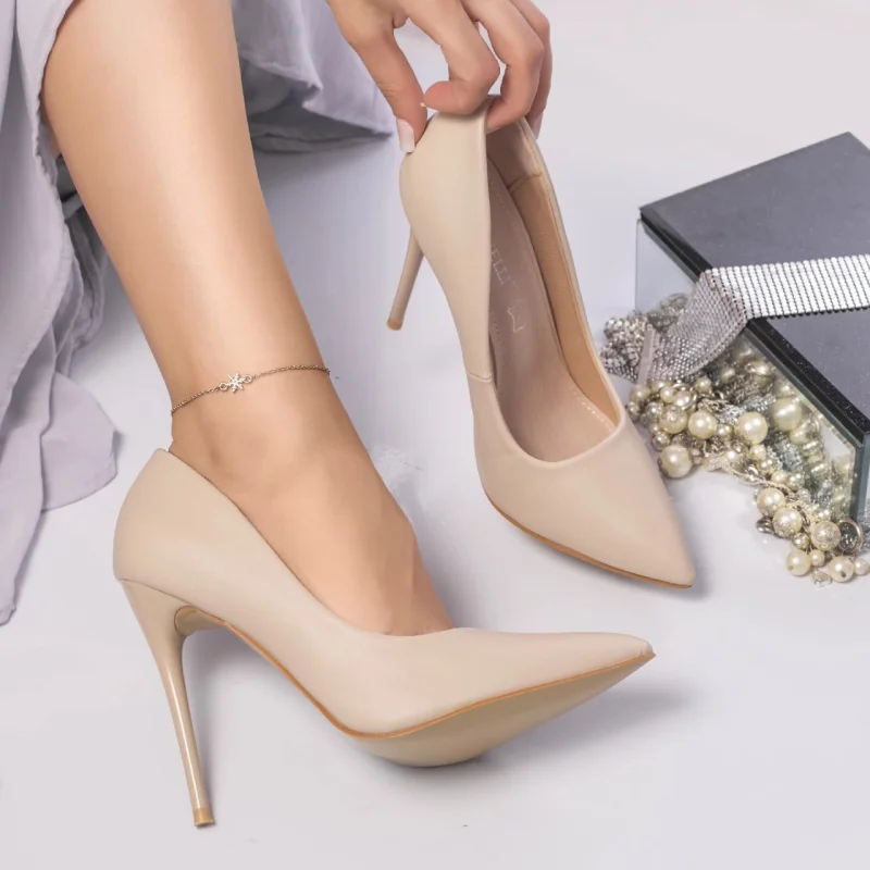 Stiletto marina piele ecologica bej