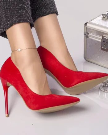 Stiletto liliana piele ecologica intoarsa red