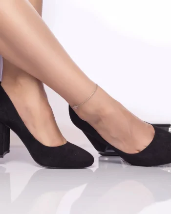 Pantofi cu toc zarita piele ecologica intoarsa negru