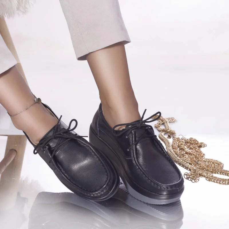 Pantofi cu platforma clarisa piele naturala negru
