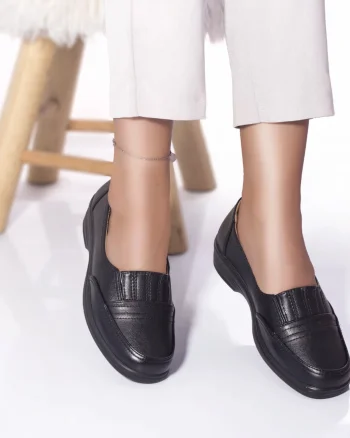 Pantofi casual mocasini estela piele ecologica negru