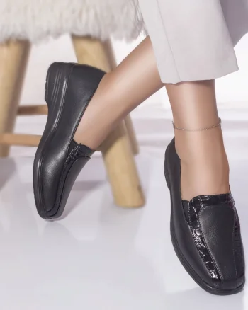 Pantofi casual mocasini dada piele ecologica negru