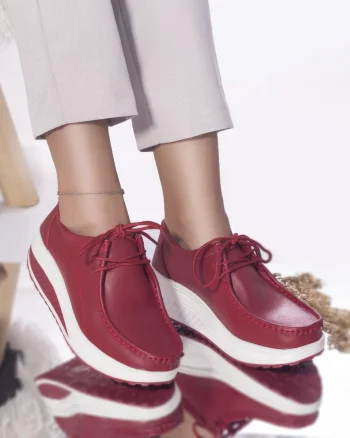 Pantofi casual rosii piele naturala oscara
