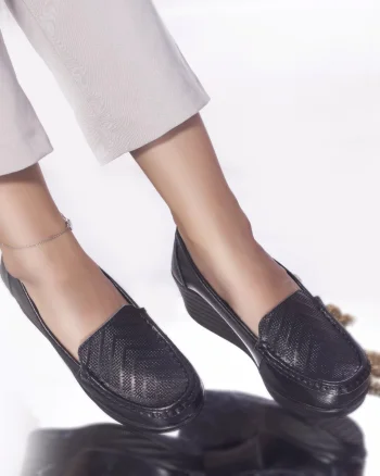 Pantofi cu platforma dominica piele naturala negru