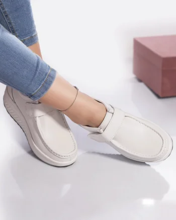 Pantofi casual rachel piele naturala alb