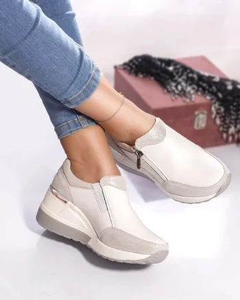 Pantofi casual brook piele naturala alb