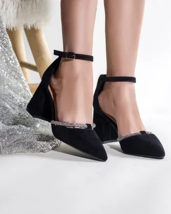 Pantofi dama piele eco intoarsa negru roya