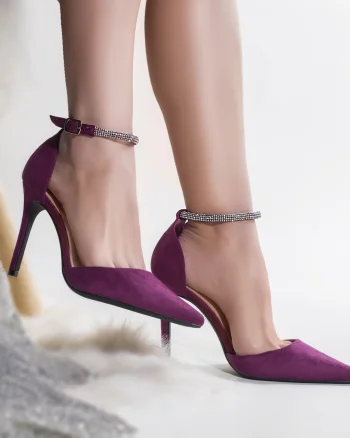 Pantofi dama piele eco intoarsa mov tolib