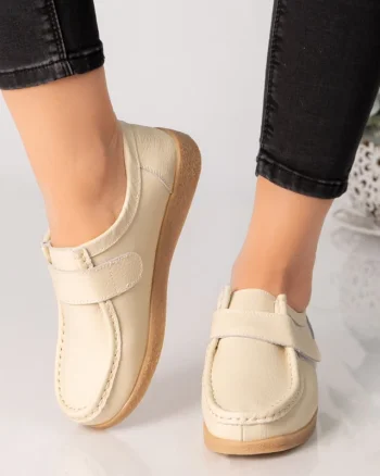 Pantofi dama casual bej piele naturala chloly