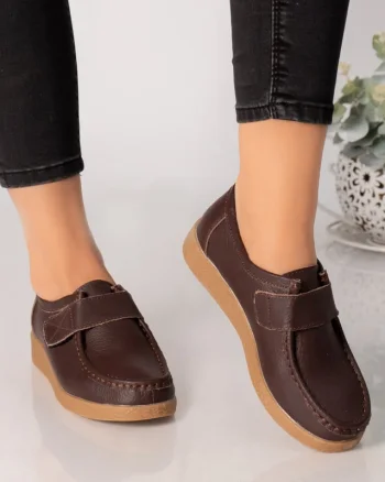 Pantofi dama casual maro piele naturala chloly