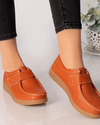 Pantofi dama casual portocalii piele naturala chloly
