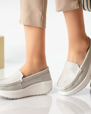 Pantofi dama casual gri piele naturala nancy