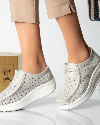 Pantofi dama casual gri piele naturala samra
