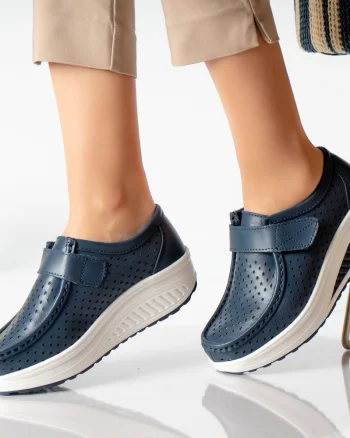Pantofi dama casual bleumarin piele naturala rula