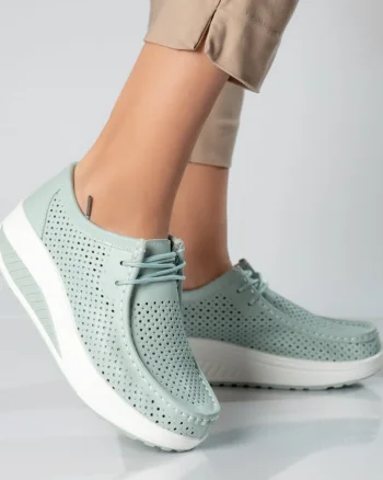 Pantofi dama casual albastri piele naturala samra