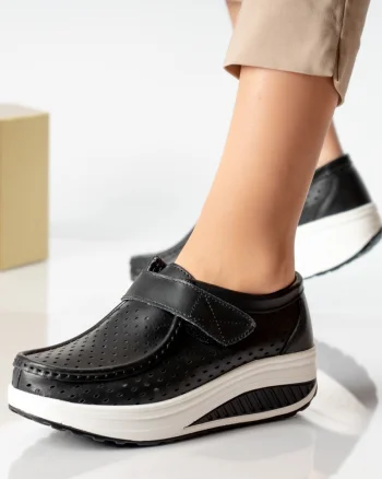 Pantofi dama casual negri piele naturala rula