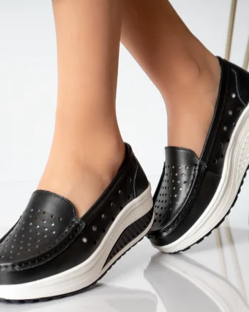 Pantofi dama casual negri piele naturala perla