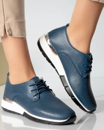 Pantofi dama casual bleumarin piele naturala lamita
