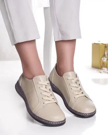 Pantofi dama casual bej din piele naturala bety