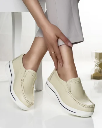 Pantofi dama casual bej din piele naturala savannah