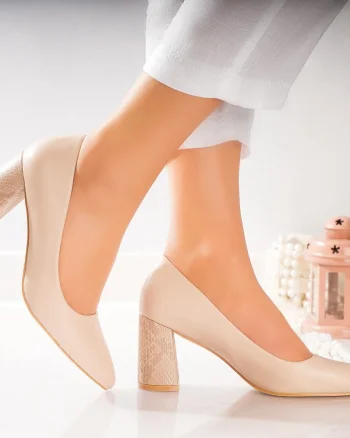 Pantofi dama Nude piele ecologica luzan