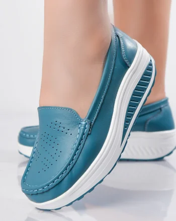 Pantofi dama casual Albastri piele naturala nancy