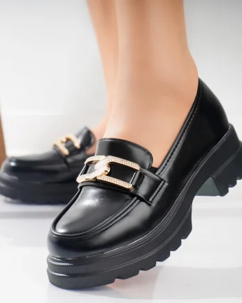 Pantofi dama casual Negri din Piele Ecologica Aidora