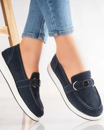Pantofi dama casual Bleumarin din Piele Naturala Intoarsa Emma