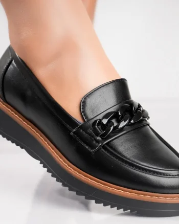 Pantofi dama casual Negri din Piele Ecologica Sahin