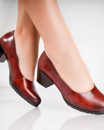 Pantofi dama cu toc Bordo din Piele Ecologica Selya