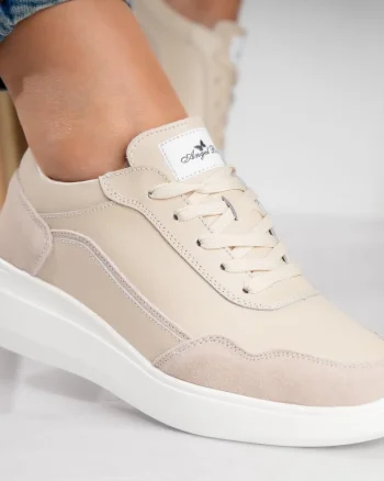 Pantofi dama sport Bej din Piele Naturala Yalgo