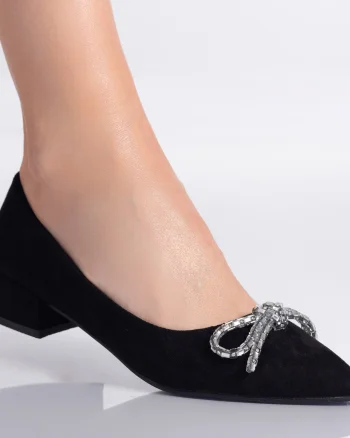 Pantofi dama Negri din Piele Ecologica intoarsa Mirvat