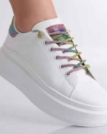 Adidasi dama Alb/Color din Piele Ecologica Silona