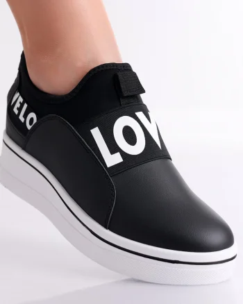 Adidasi dama cu platforma Negri din Piele Ecologica Marla