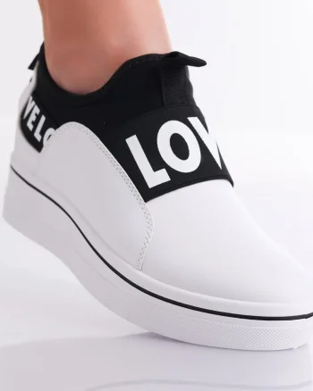 Adidasi dama cu platforma Albi din Piele Ecologica Marla