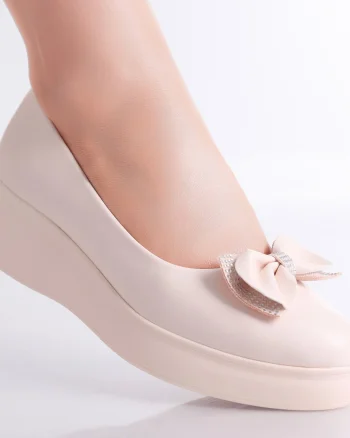 Pantofi Dama cu Platforma Nude din Piele Ecologica Inloy