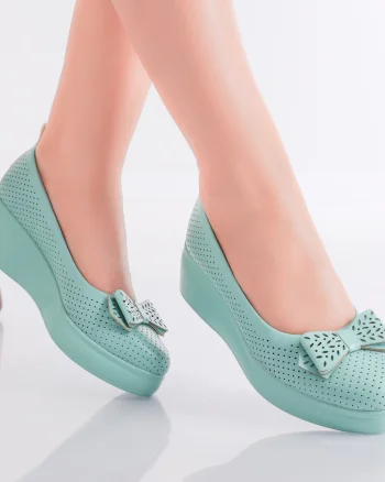 Pantofi Dama cu Platforma Verzi din Piele Ecologica Yolina
