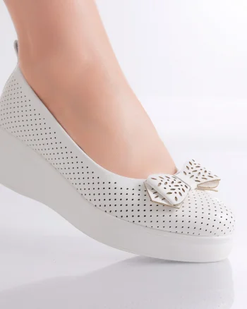 Pantofi Dama cu Platforma Albi din Piele Ecologica Yolina
