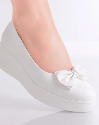 Pantofi Dama cu Platforma Albi din Piele Ecologica Inloy
