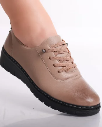 Pantofi dama casual Camel din Piele Ecologica Idania