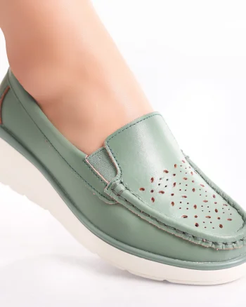 Pantofi dama casual Verzi din Piele Naturala Avril