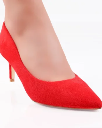 Pantofi dama Rosii din Piele Ecologica Intoarsa Agaia