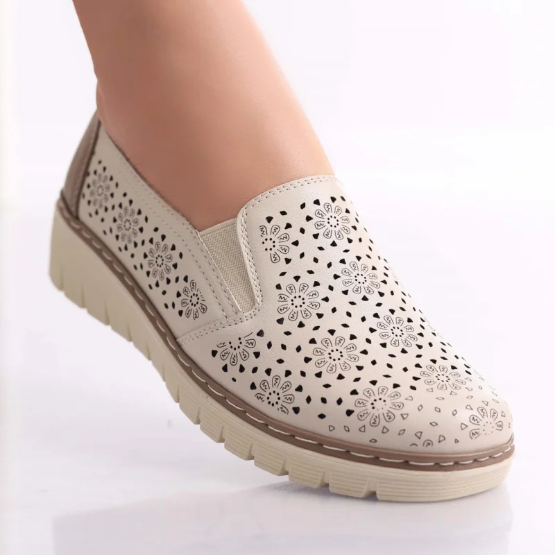 Pantofi dama casual Bej din Piele Ecologica Atsoi