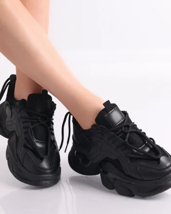 Sneakers dama Negri din Piele Ecologica Asenoi
