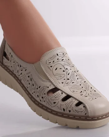 Pantofi dama casual Bej din Piele Ecologica Nelea