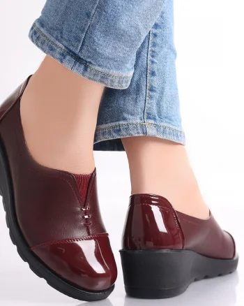 Pantofi dama casual Bordo din Piele Ecologica Rosiri