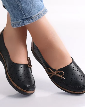 Pantofi dama casual Negru/Kaki din Piele Ecologica Norte