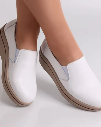 Pantofi dama cu Platforma Albi din Piele Naturala Latifa