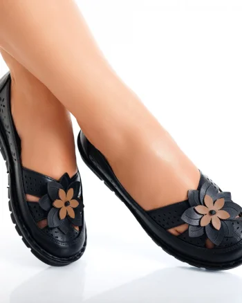 Pantofi dama casual Negri din Piele Ecologica Etrona
