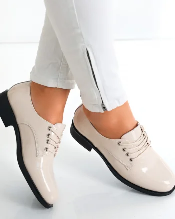 Pantofi dama casual Bej din Piele Naturala Lacuita Celya